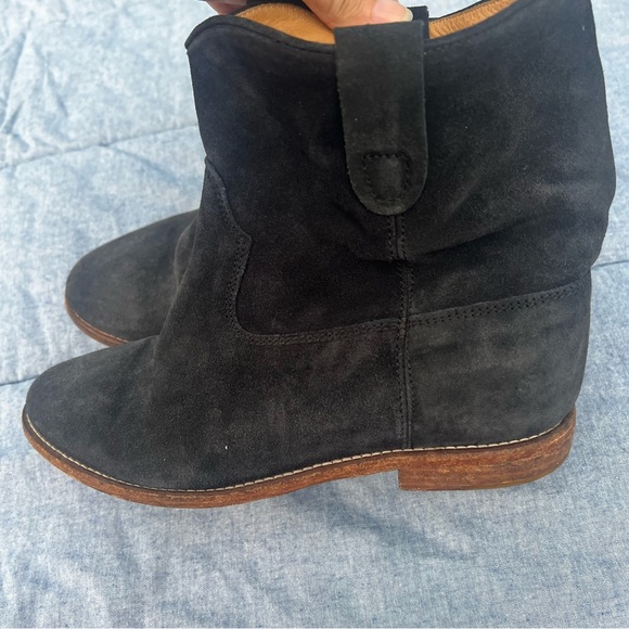 Isabel Marant Dark Gray Suede Pull On Ankle Cowboy Boots Size 10 - Picture 1 of 8